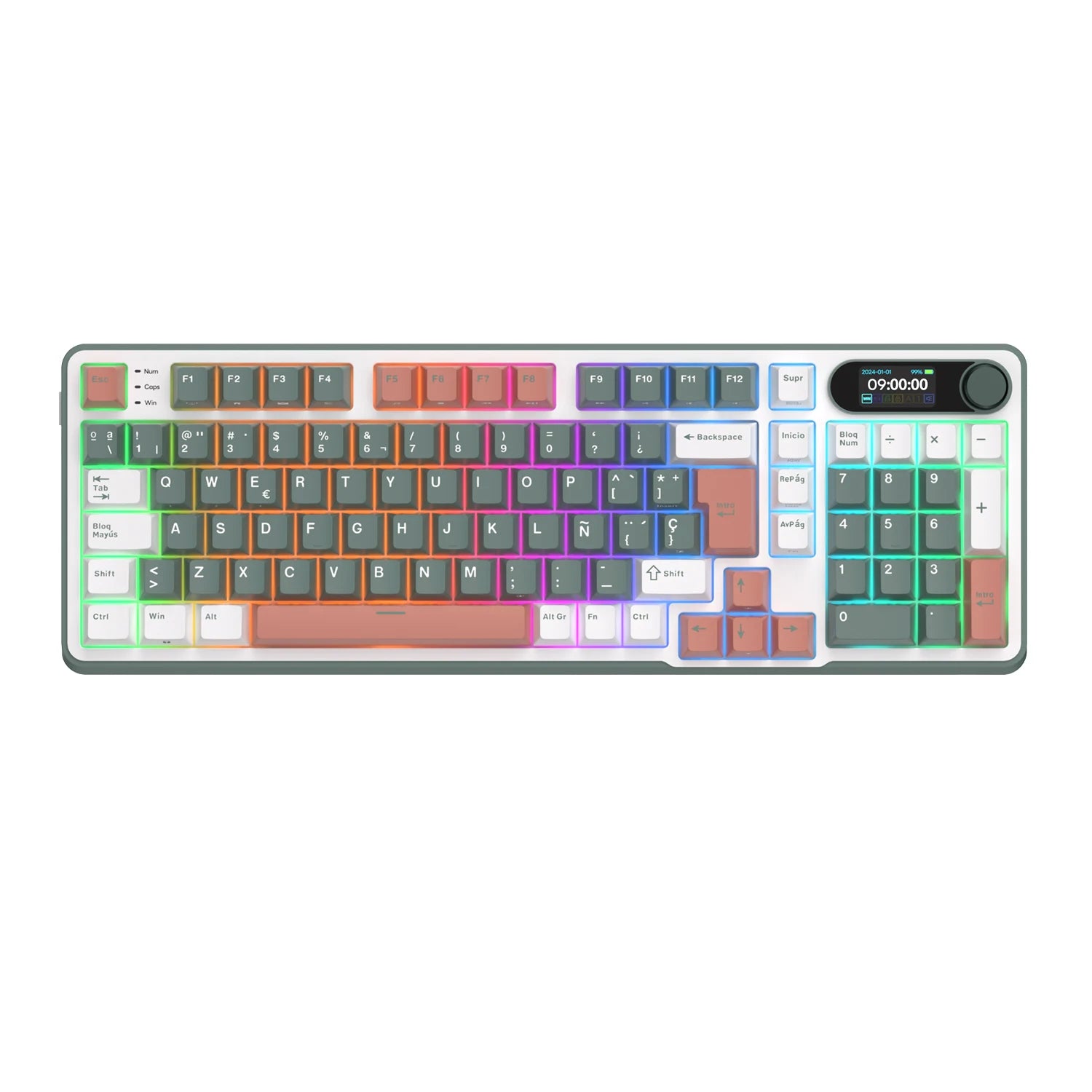 RK S98 ROYAL KLUDGE Top Mount Mechanical Keyboard TFT Screen Knob 96% RGB Backlit Tri-mode Wireless Gaming Keyboard PBT Keycaps