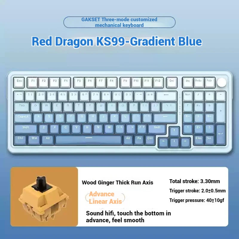 Redragon KS99 tri-mode RGB customized mechanical keyboard full key hot swappable gasket structure long battery life game office