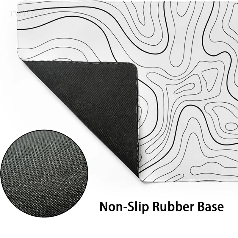 Mouse Pad Gamer White Contour Lines XL HD Custom New Mousepad XXL MousePads Natural Rubber Office Mouse Mats Desktop Mouse Pad