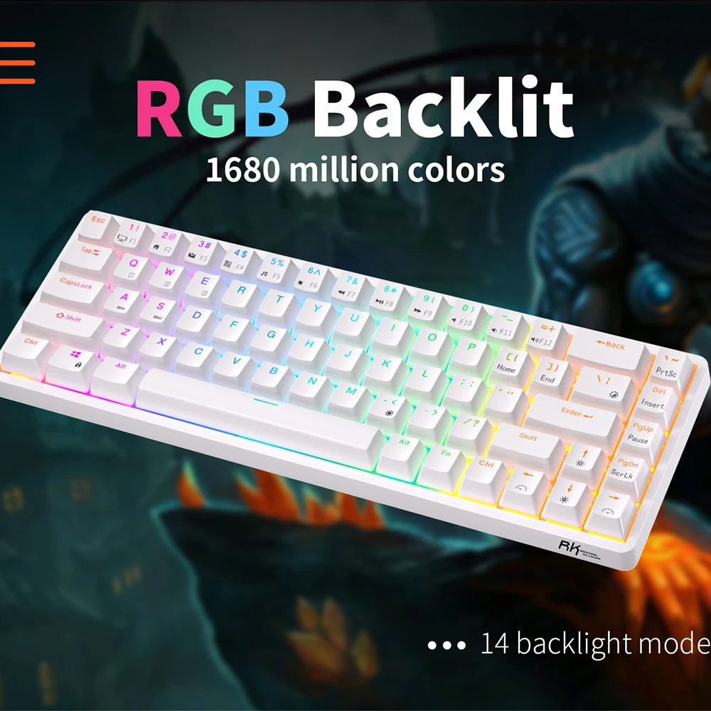 RK Royal Kludge RK837 Tri-mode BT 5.0/2.4G/USB-C Mechanical Keyboard 68 Keys RGB Backlit Hot-swappable Wireless Gamer Keyboard