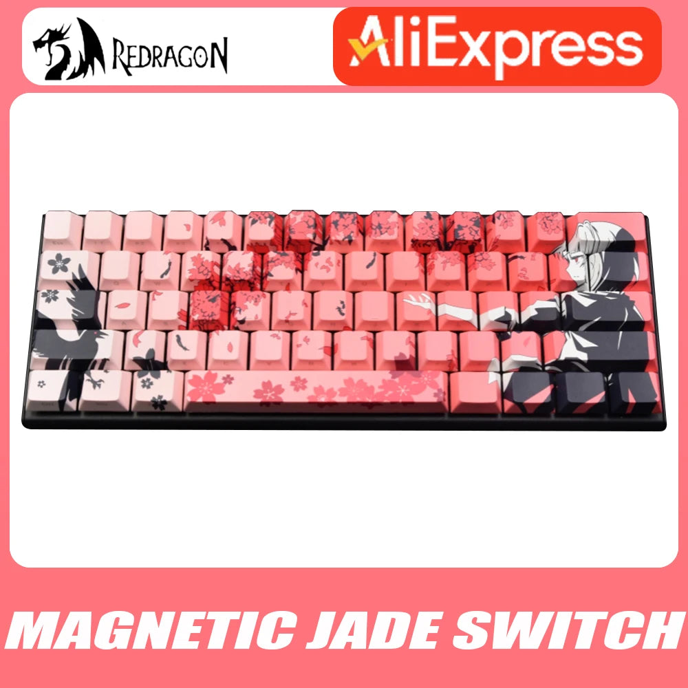 Redragon Sakura Magnetic Jade Switch Keyboard 8K Low Delay RGB Lightweight Wired Gaming Keyboard Hot Swap Pc Gamer Gift VALORANT