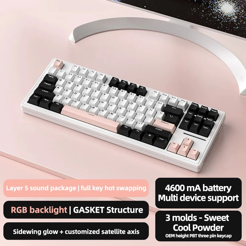 ATTACK SHARK M87 Gaming Keyboard Wireless Halloween Mystic Black Color Custom Keyboard Mechanical,Bluetooth 3-Mode,Hot-Swap,RGB