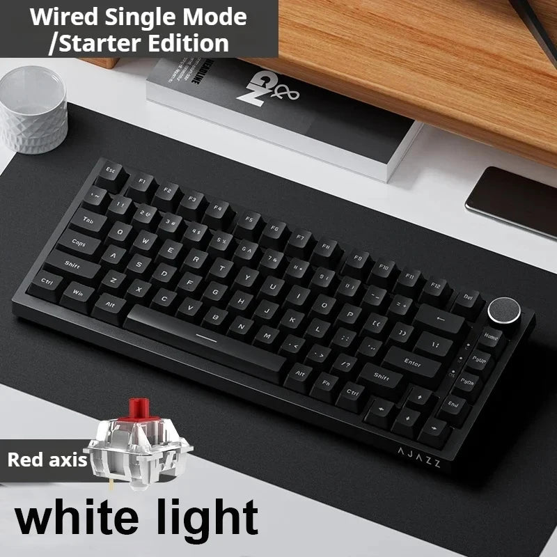 Ajazz Ak820 Mechanical Keyboard Wired USB 75% White Light Gasket Full Key Hot Swap Esports Gaming Keyboard Custom for Pc Laptop