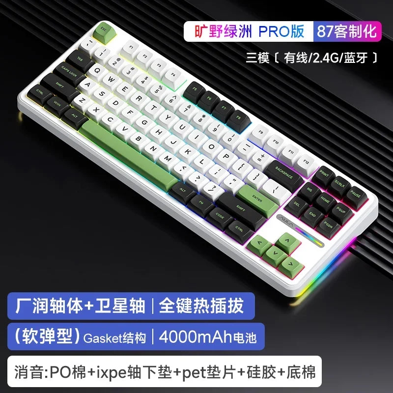 Aula F87 Pro Mechanical Keyboard 2.4g/Usb/Bluetooth Tri Mode Customized Keyboard 87 Key Hotswap Rgb Pbt Gaming Keyboard For Pc