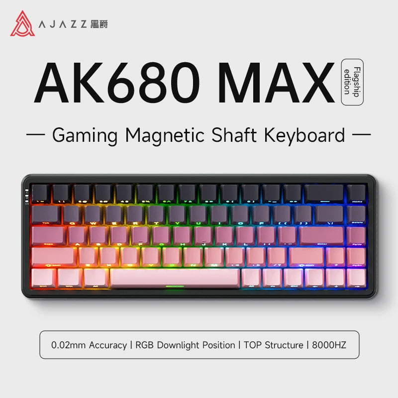 AJAZZ AK680 MAX Magnetic Switch Mechanical Keyboards Hot Swap 8k Polling Rate RGB Customized Wired Gaming Keybaord Pc E-sports