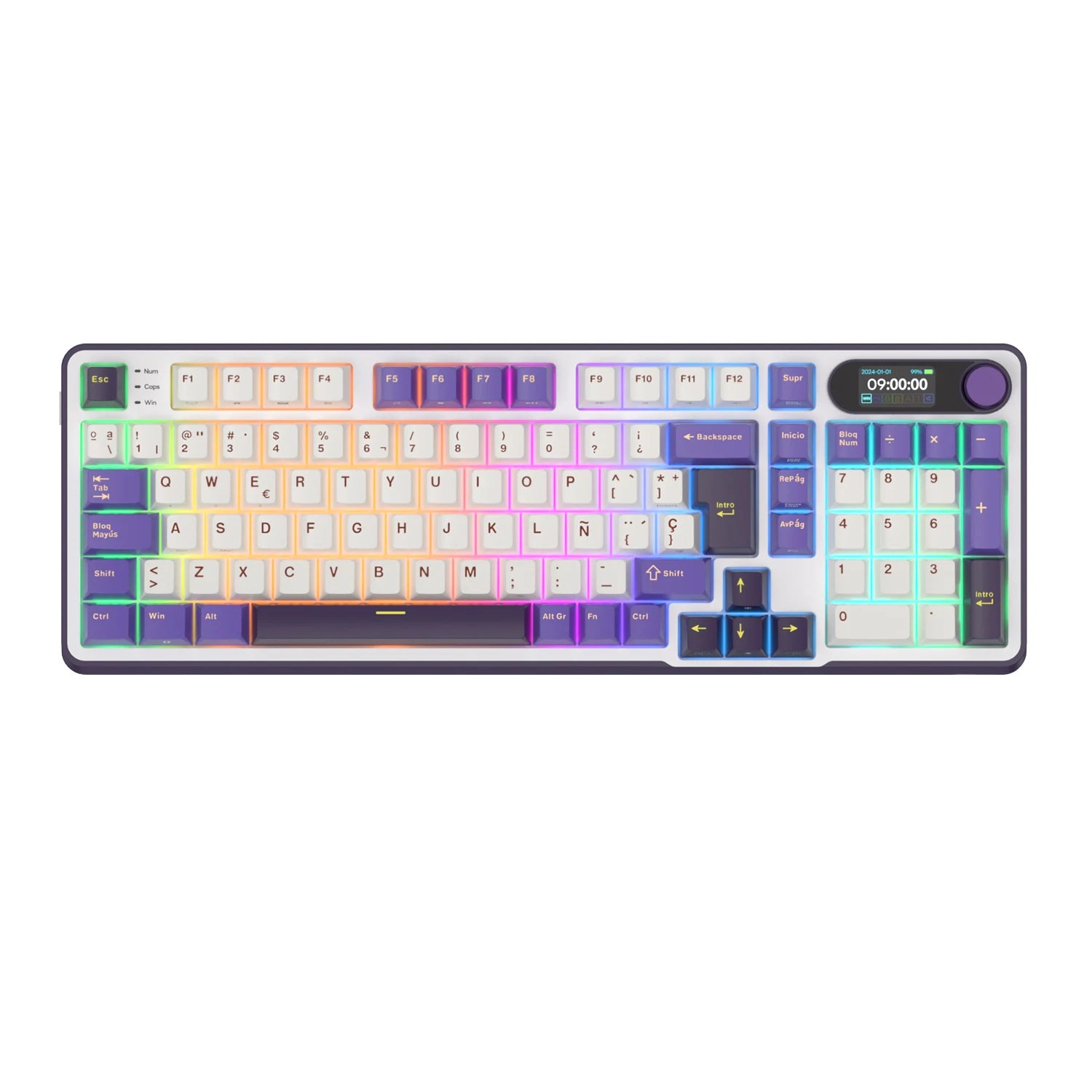 RK S98 ROYAL KLUDGE Top Mount Mechanical Keyboard TFT Screen Knob 96% RGB Backlit Tri-mode Wireless Gaming Keyboard PBT Keycaps