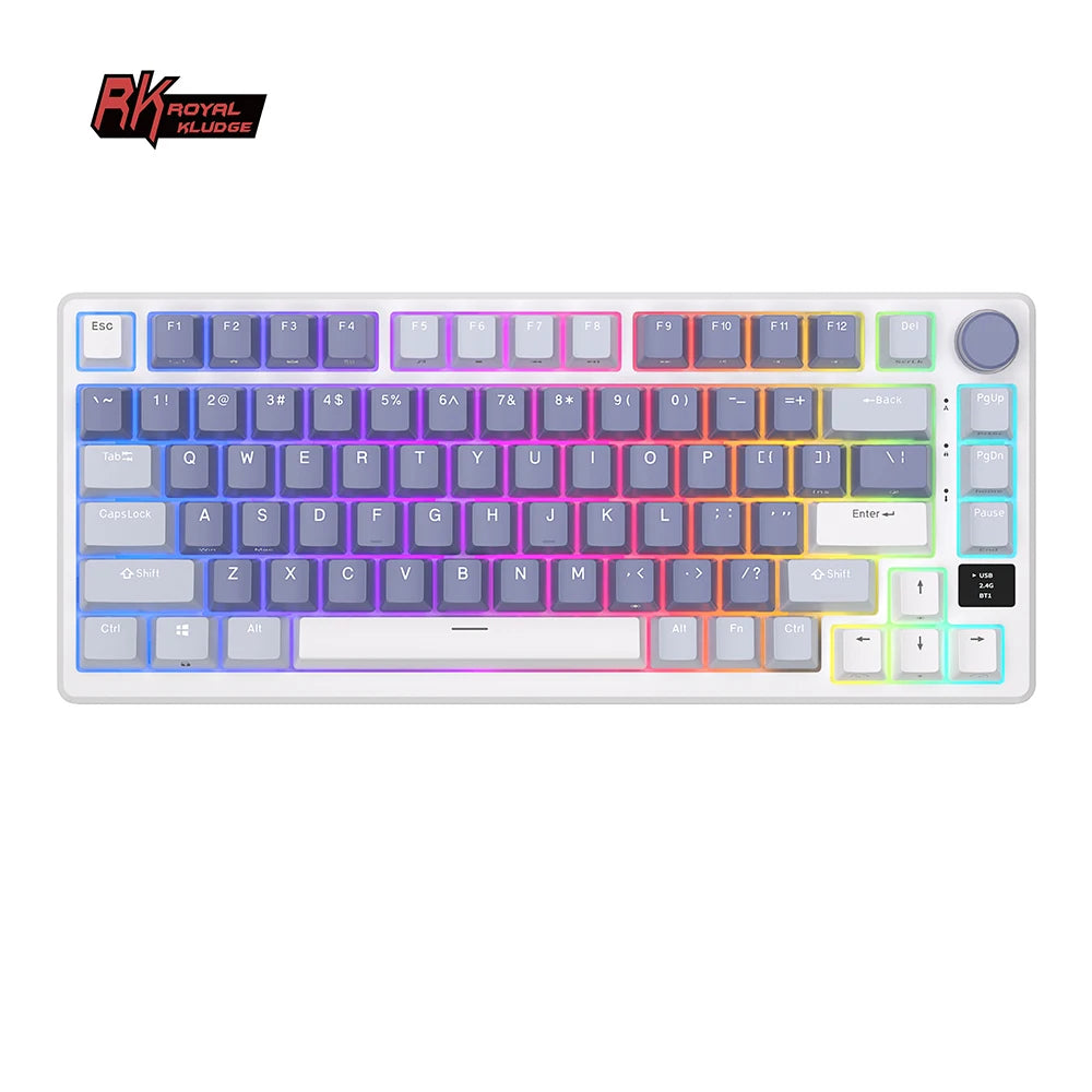 RK ROYAL KLUDGE M75 Gasket Mechanical Keyboard 2.4G Wireless/Bluetooth/USB 75% RGB Hot-Swappable Gaming Keyboard with Display