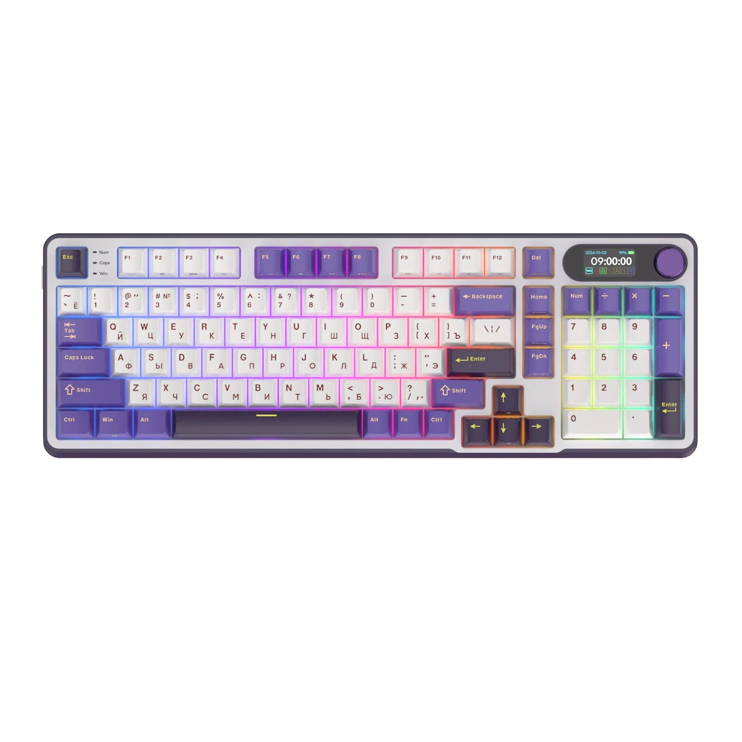 RK S98 ROYAL KLUDGE Top Mount Mechanical Keyboard TFT Screen Knob 96% RGB Backlit Tri-mode Wireless Gaming Keyboard PBT Keycaps