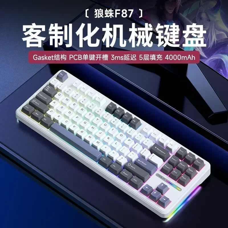 Aula F87 Pro Mechanical Keyboard 2.4g/Usb/Bluetooth Tri Mode Customized Keyboard 87 Key Hotswap Rgb Pbt Gaming Keyboard For Pc