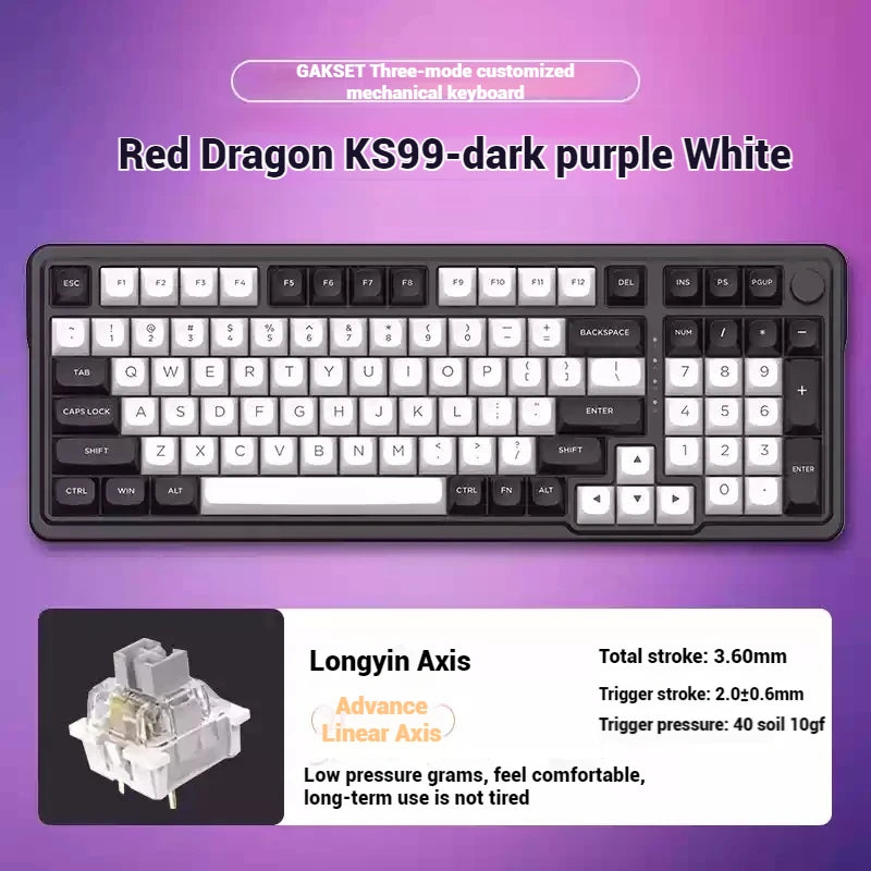 Redragon KS99 tri-mode RGB customized mechanical keyboard full key hot swappable gasket structure long battery life game office